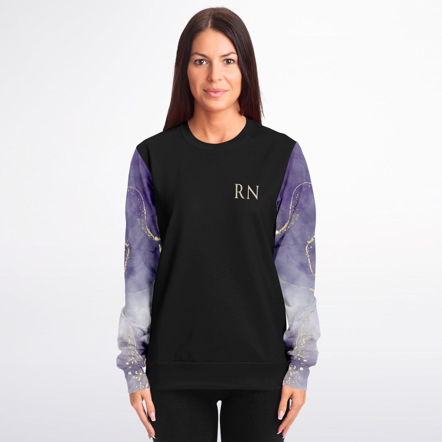 RN Crew Sweatshirt - Black, Dark Purple with gold- Gold text
