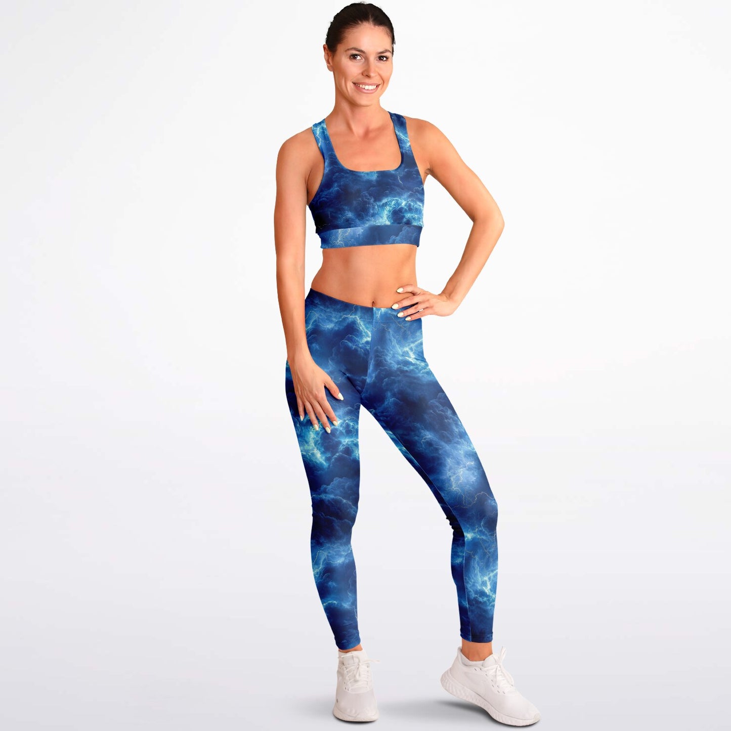 Blue Lightening Padded Sports Bra & Leggings -