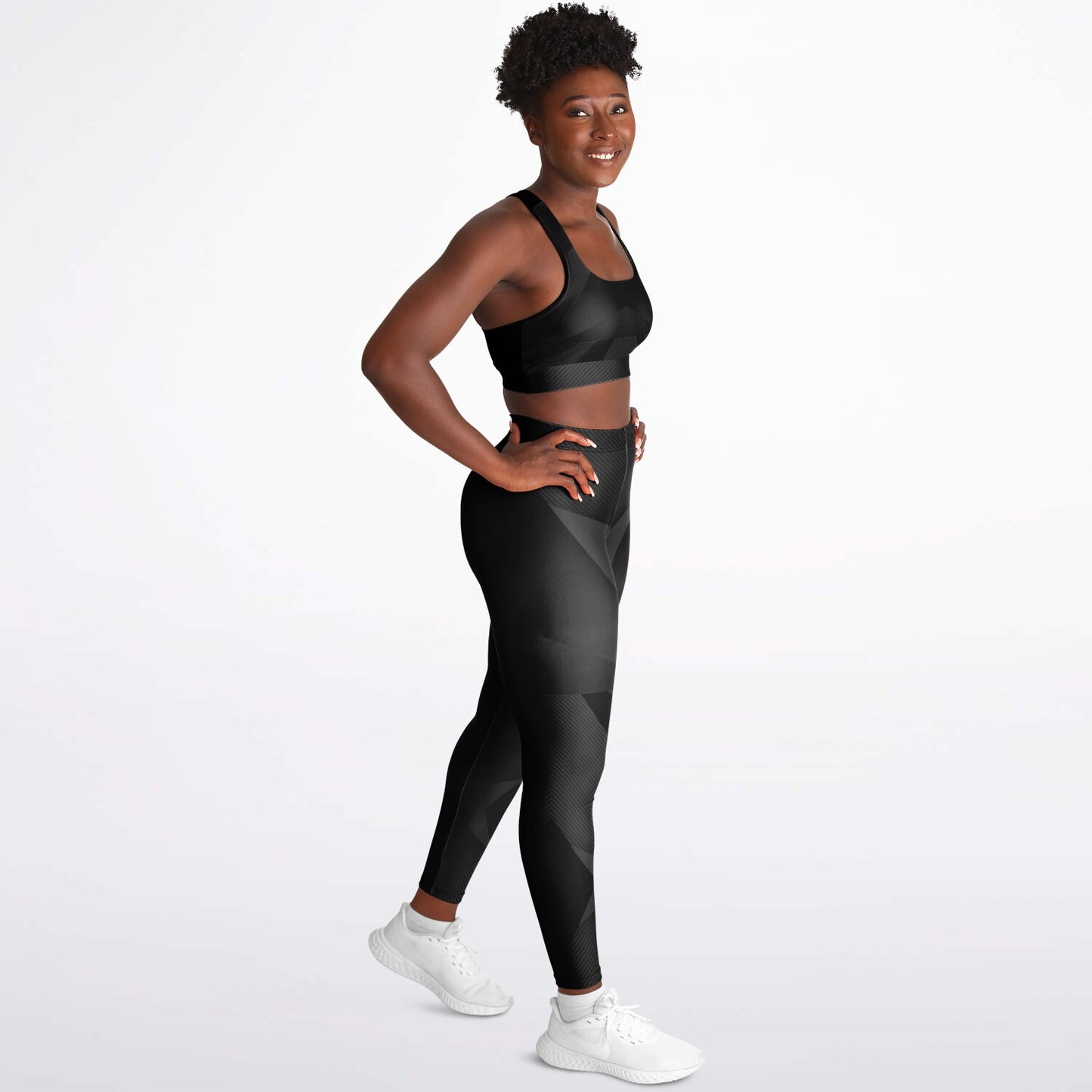 Black carbon Arrow Padded Sports Bra & Leggings -