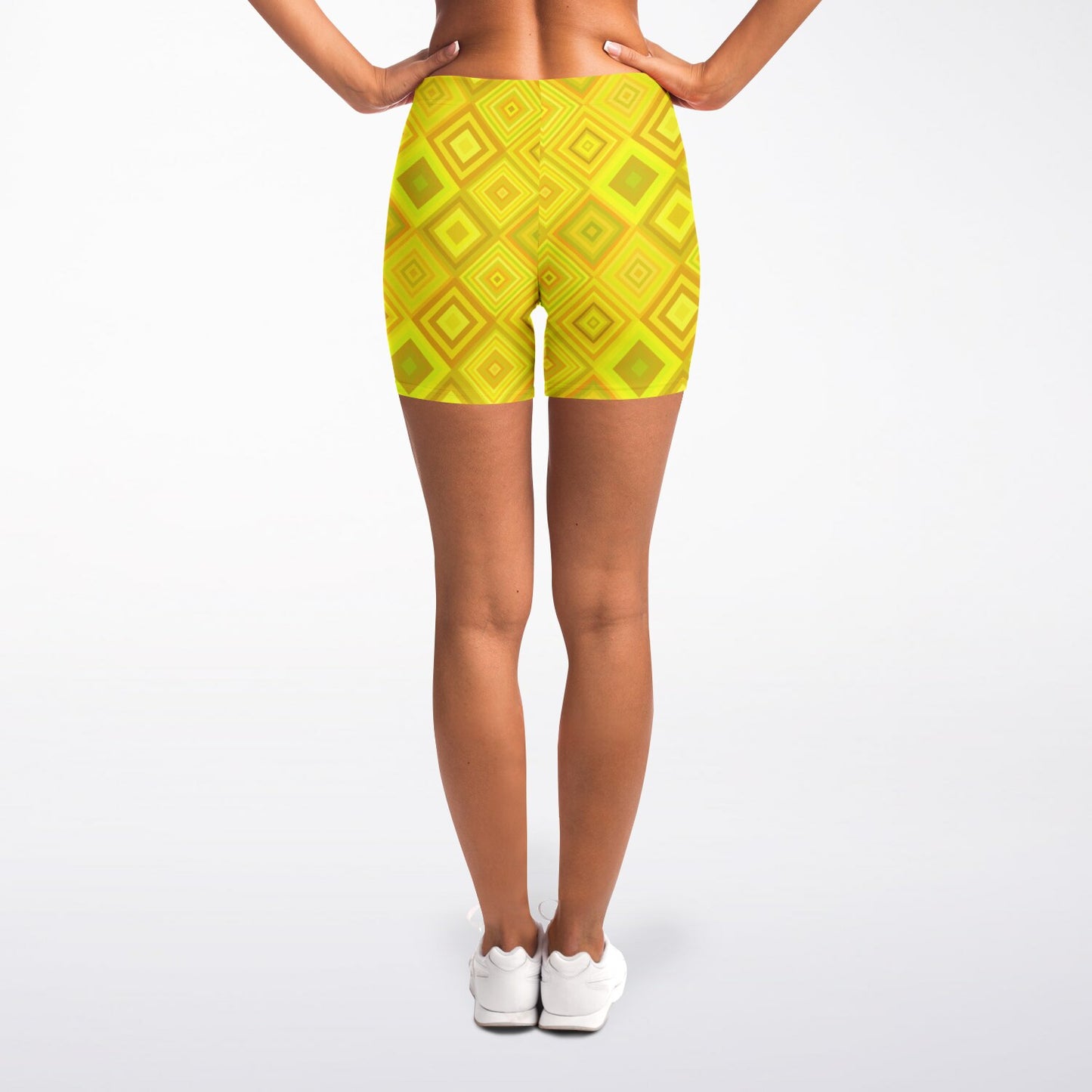 Yellow Diamond Legging Shorts - AOP