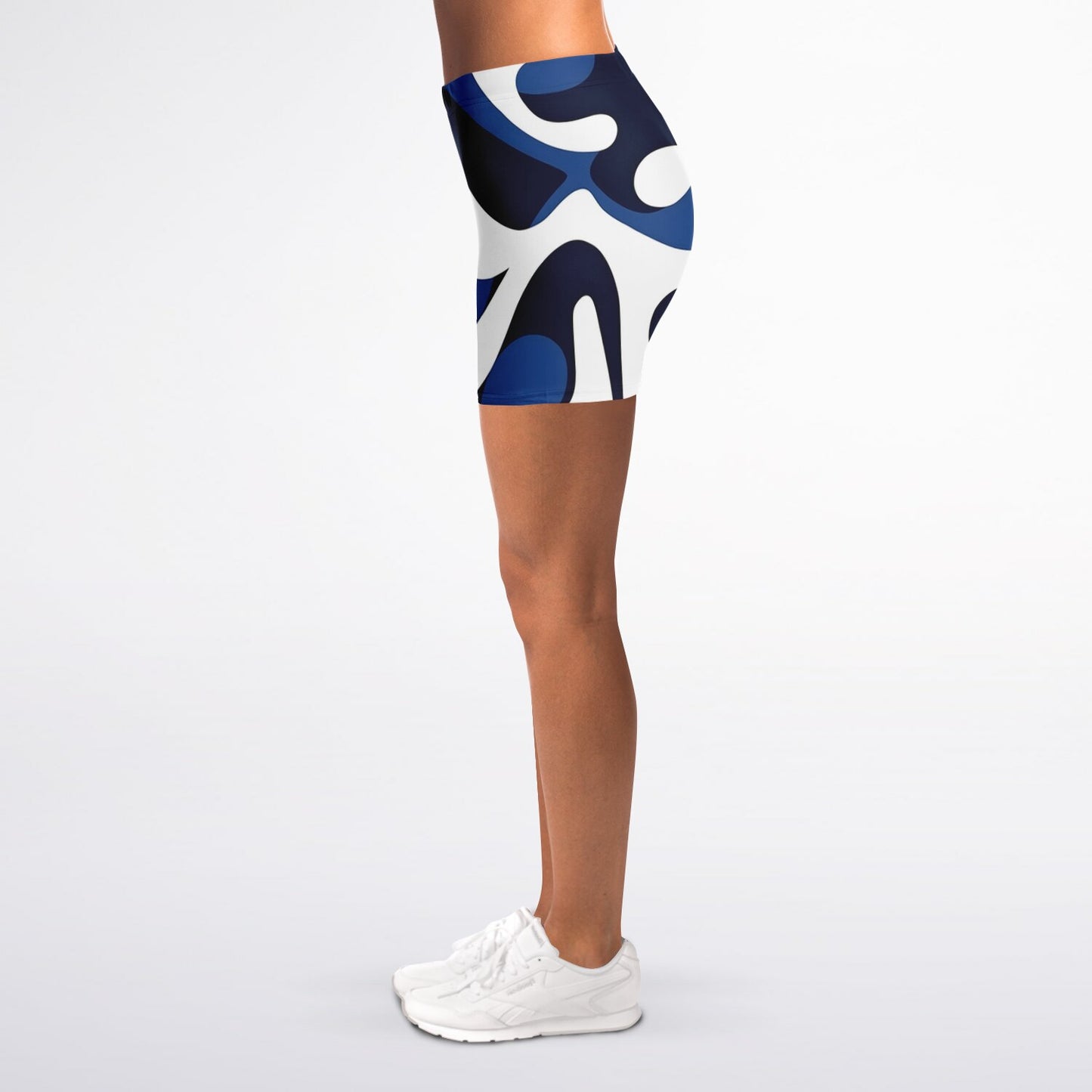 Blue and white Legging Shorts - AOP