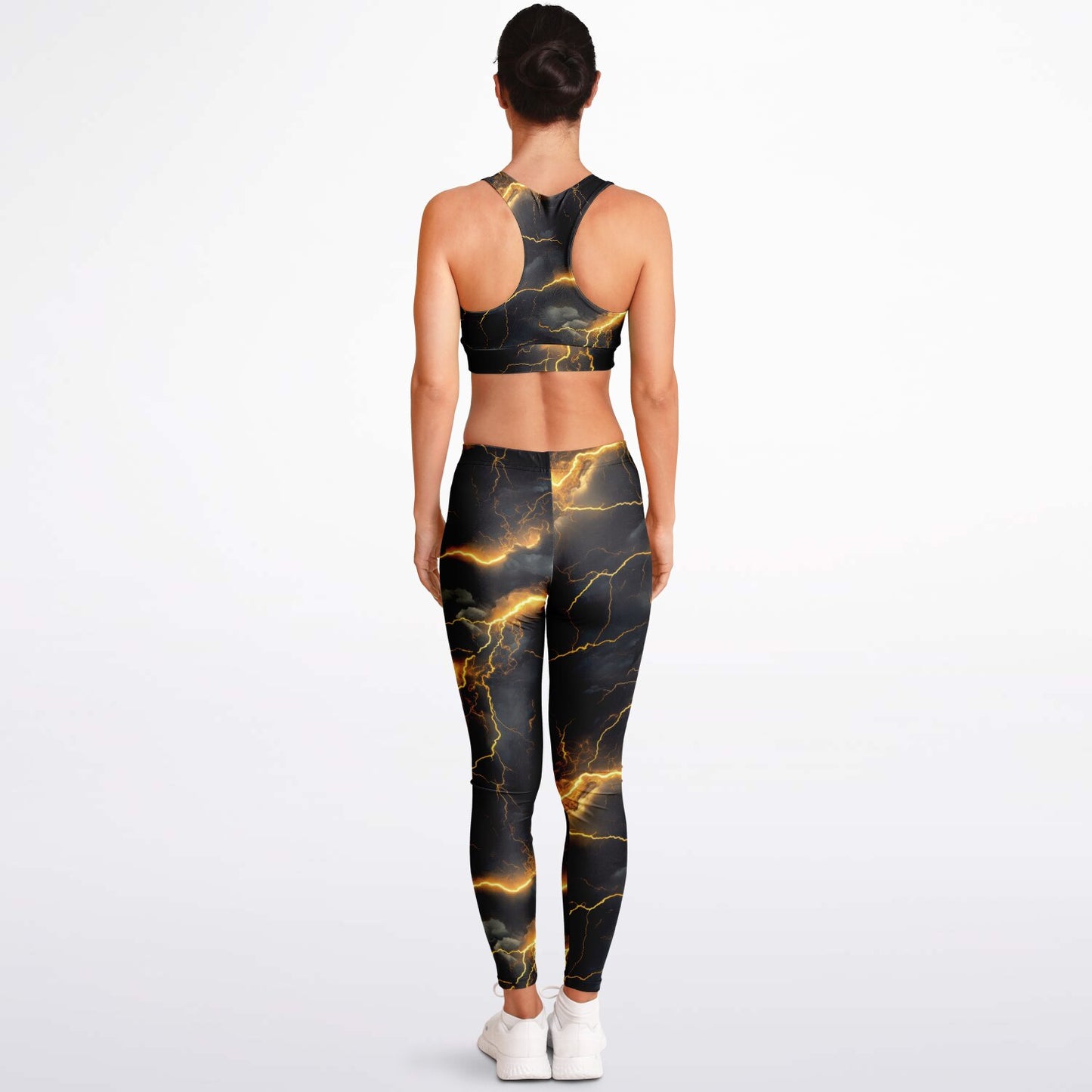 Gold Lightning Padded Sports Bra & Leggings -