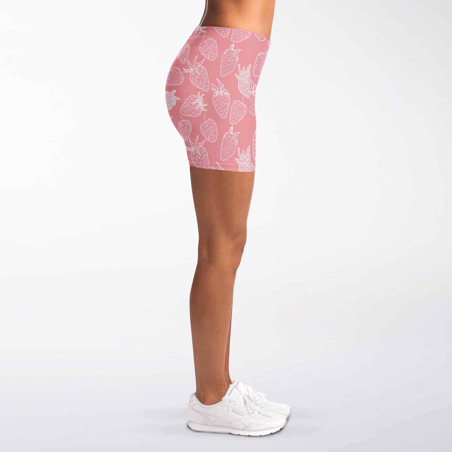pink Strawberry Legging Shorts - AOP
