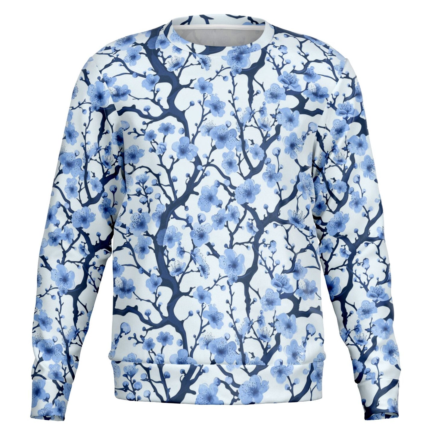 White with blue poplar tree crew Sweatshirt - AOP