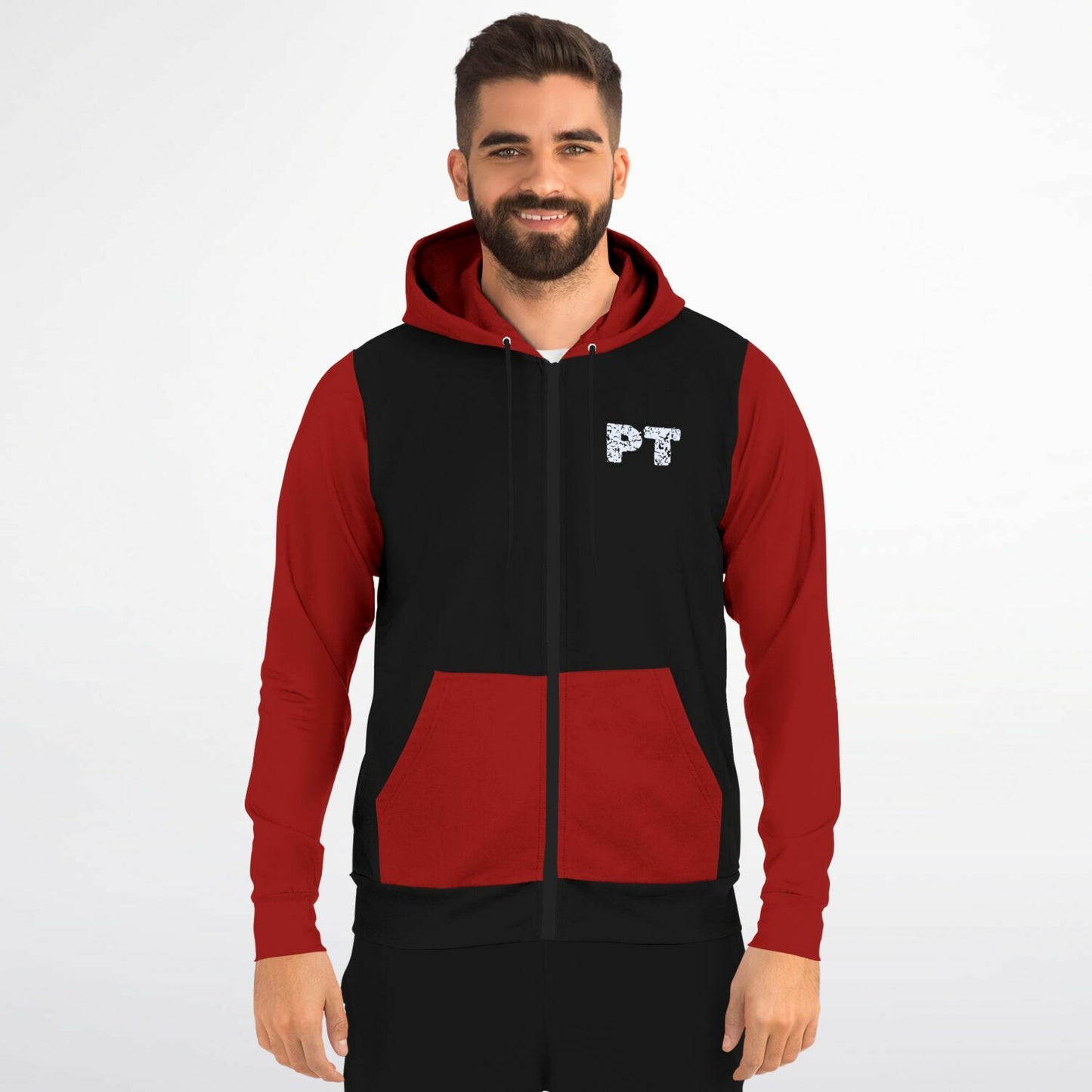 Physical Therapy US flag with Red sleeves Fashion Zip-Up Hoodie -