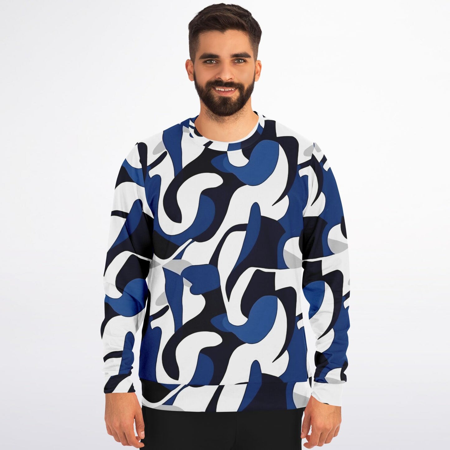 Blue with white and black crew Sweatshirt - AOP