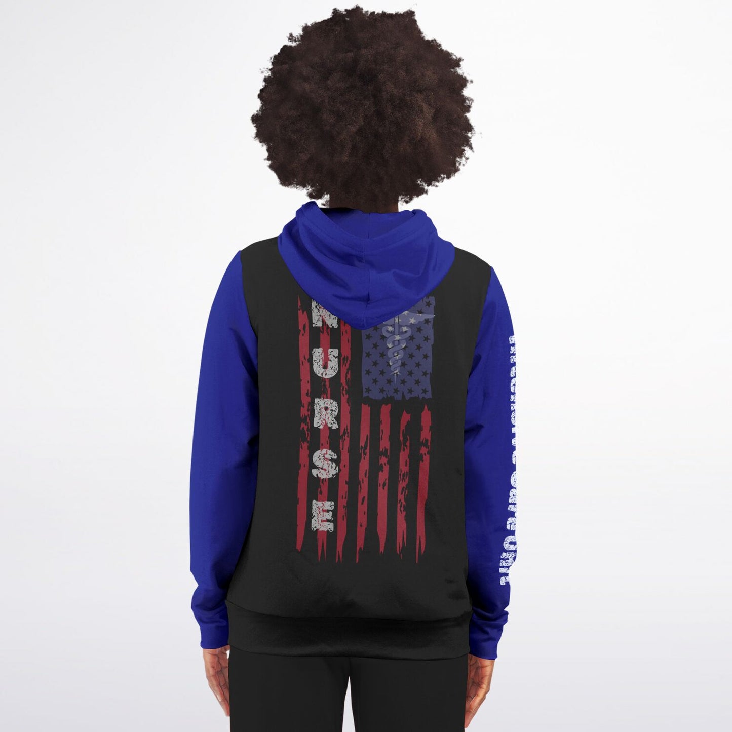 ICU Nurse Flag with Blue sleeves Fashion Zip-Up Hoodie -