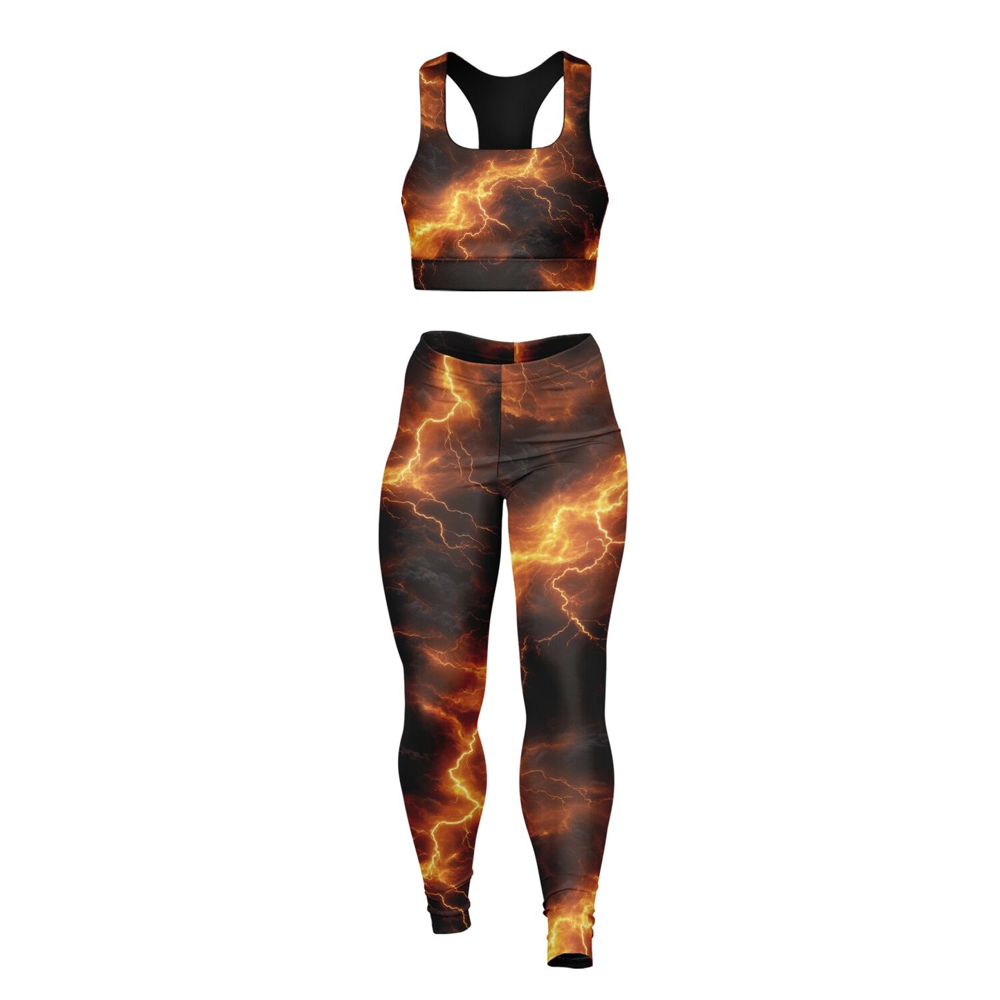 Yellow Lightning Padded Sports Bra & Leggings -