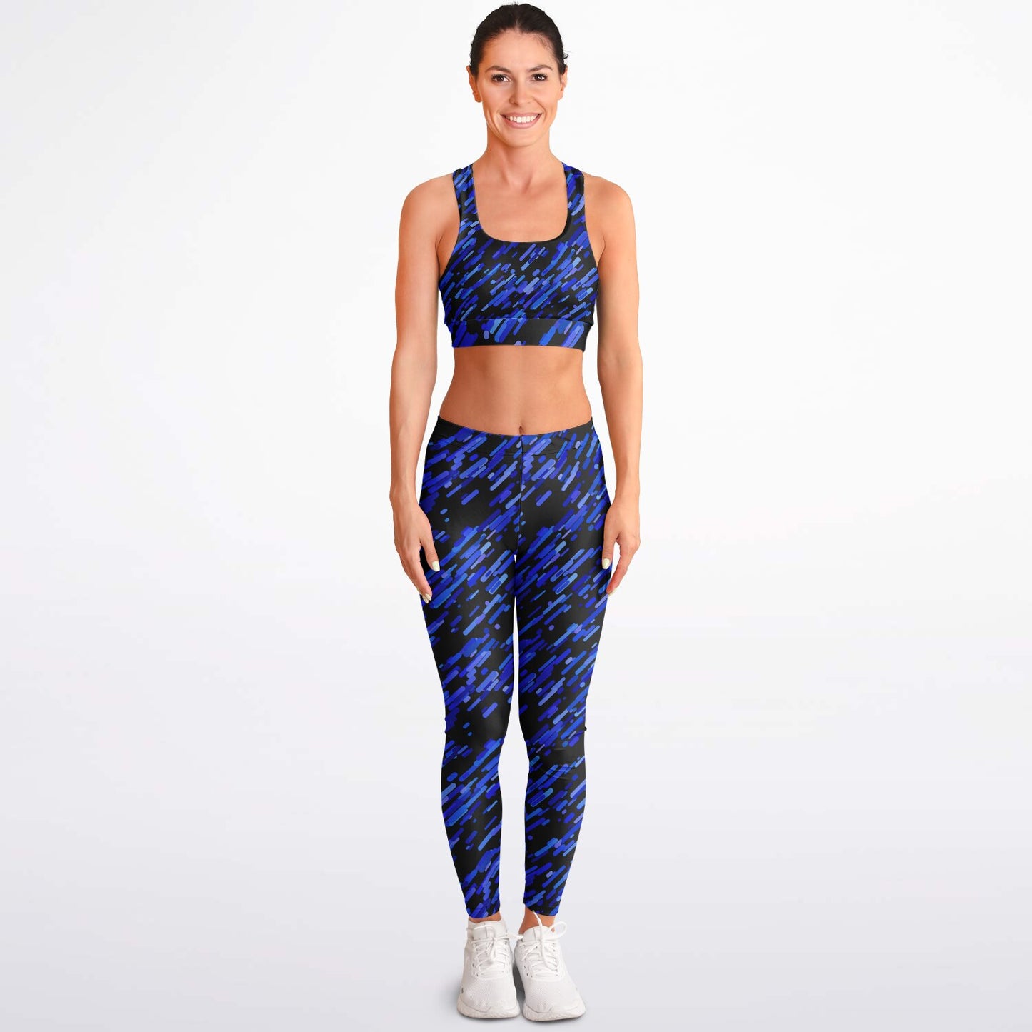 Blue abstract Padded Sports Bra & Leggings - AOP