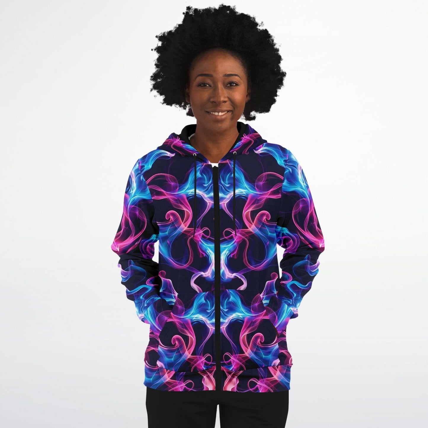 Neon smoke 1 Fashion Zip-Up Hoodie -
