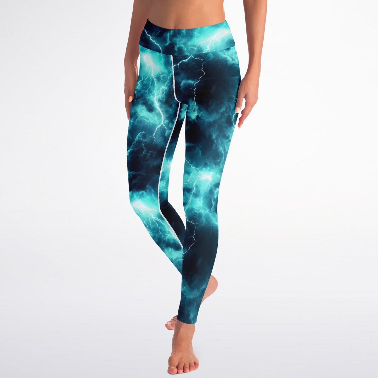 turquois lightning Yoga Leggings -