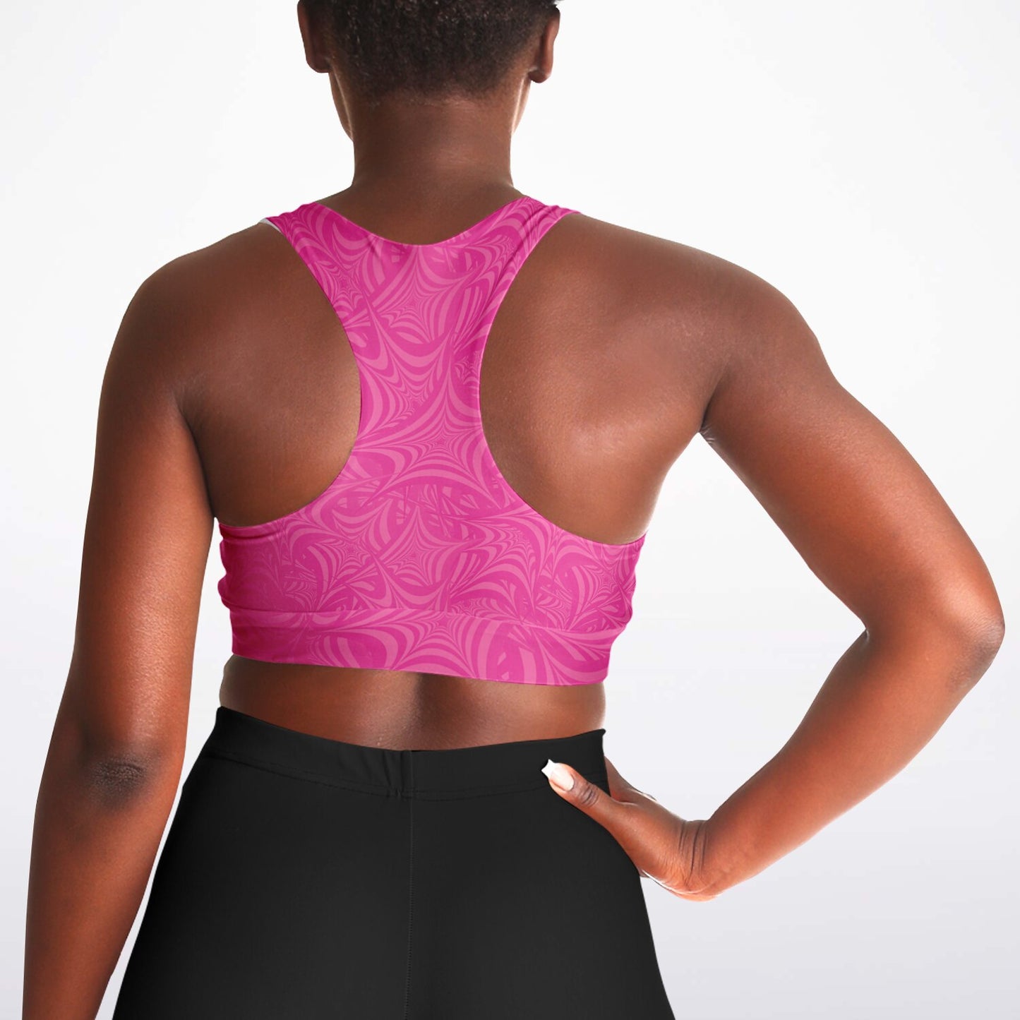 Pink Star Padded Sports Bra - AOP