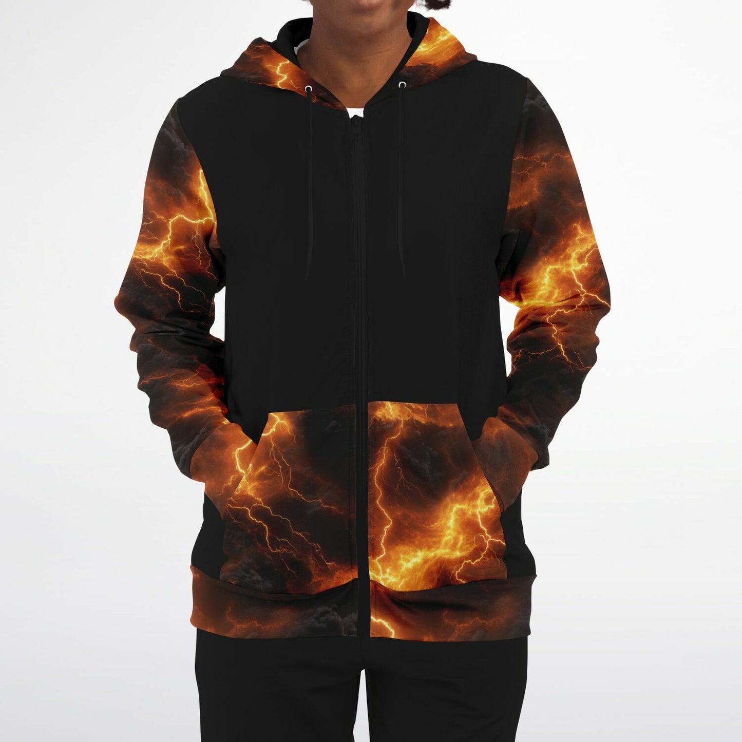 Yellow Lightning Fashion Zip-Up Hoodie -