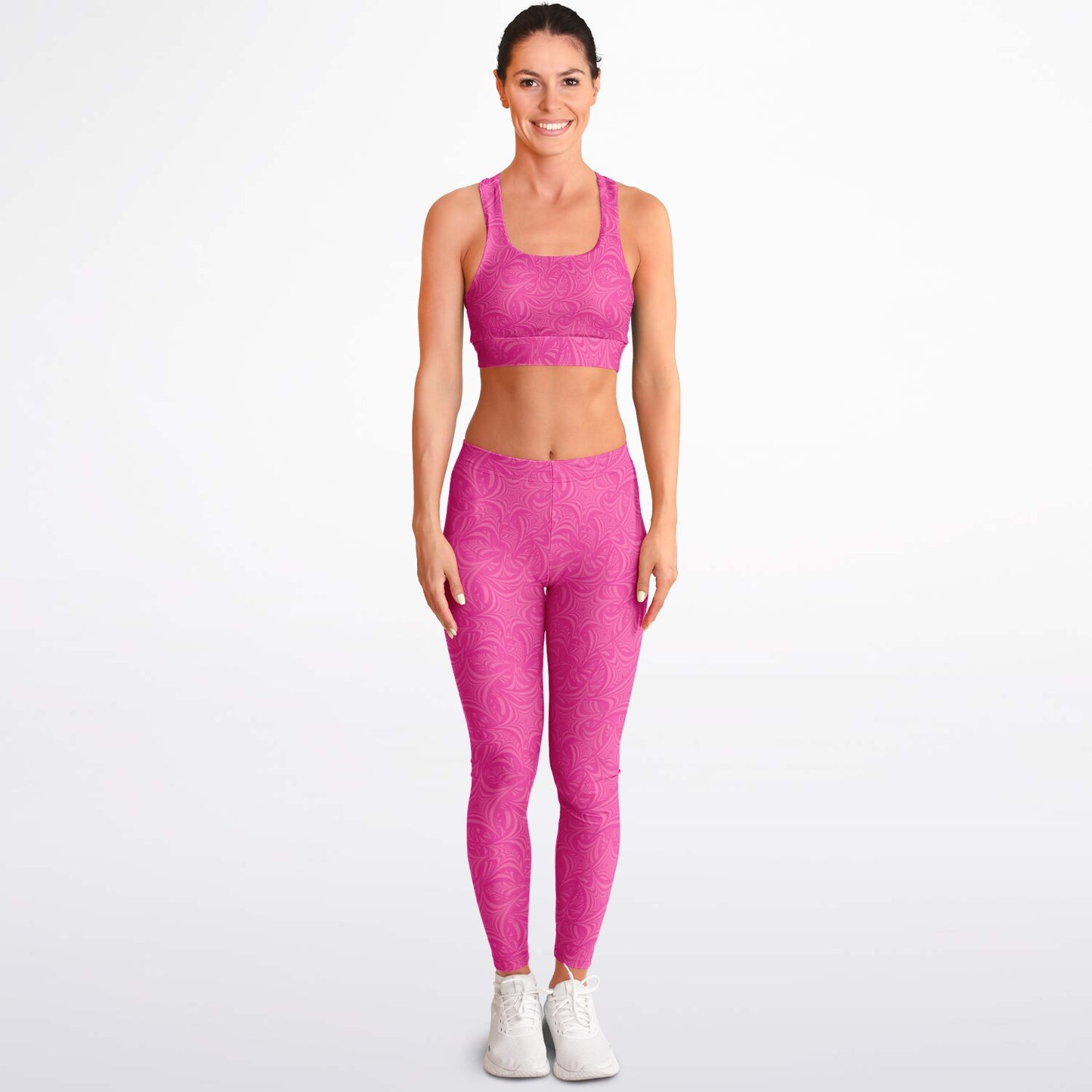 Pink stars Padded Sports Bra & Leggings - AOP