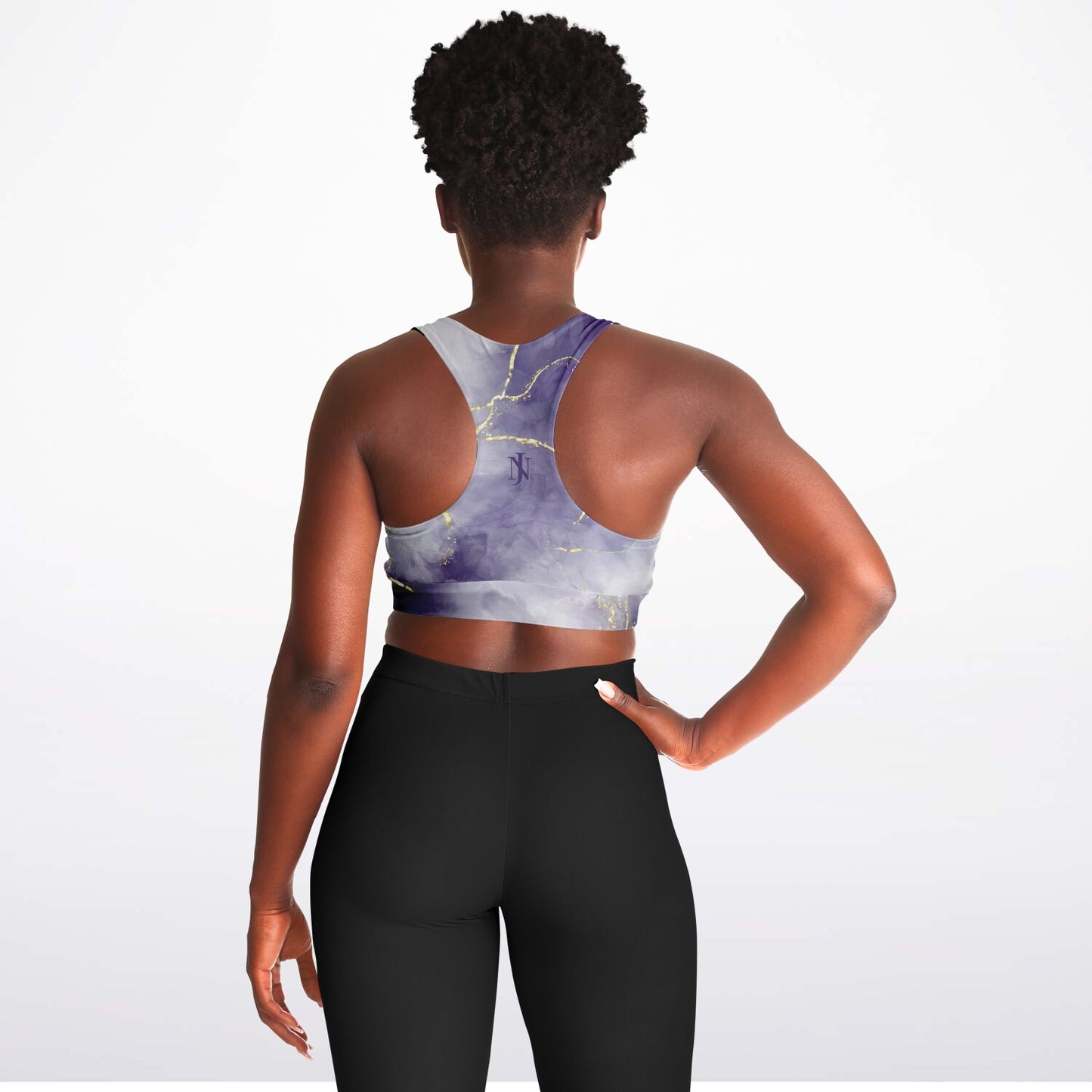 Dark Purple with Gold Padded Sports Bra copy