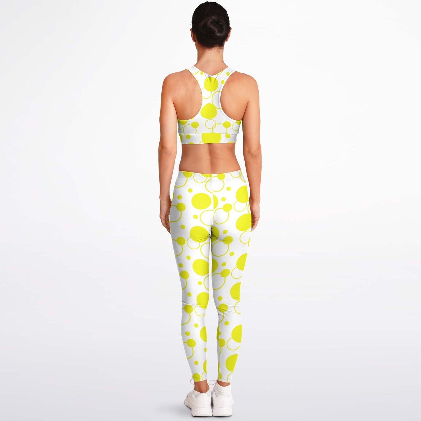 Yellow polka dots Padded Sports Bra & Leggings - AOP D1