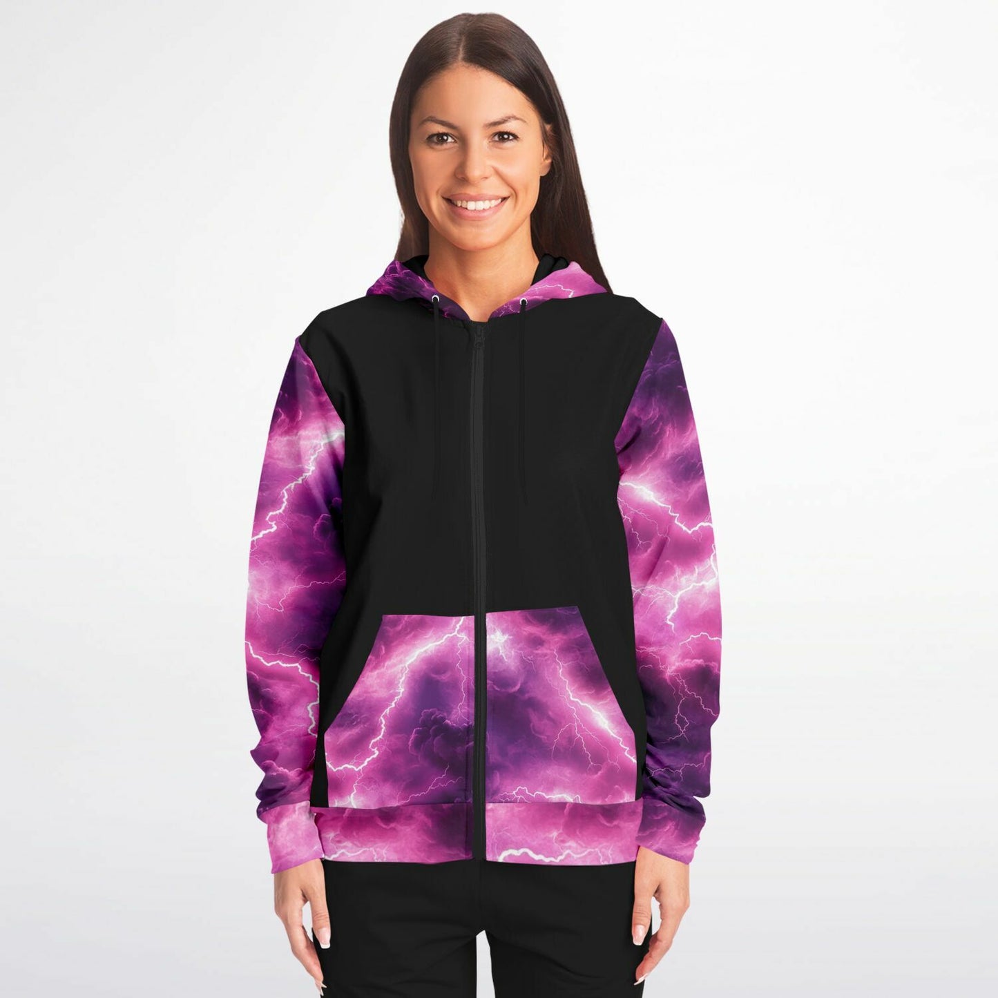 Pink lightning Fashion Zip-Up Hoodie -