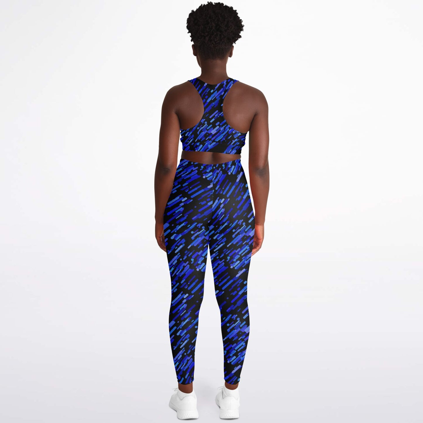 Blue abstract Padded Sports Bra & Leggings - AOP