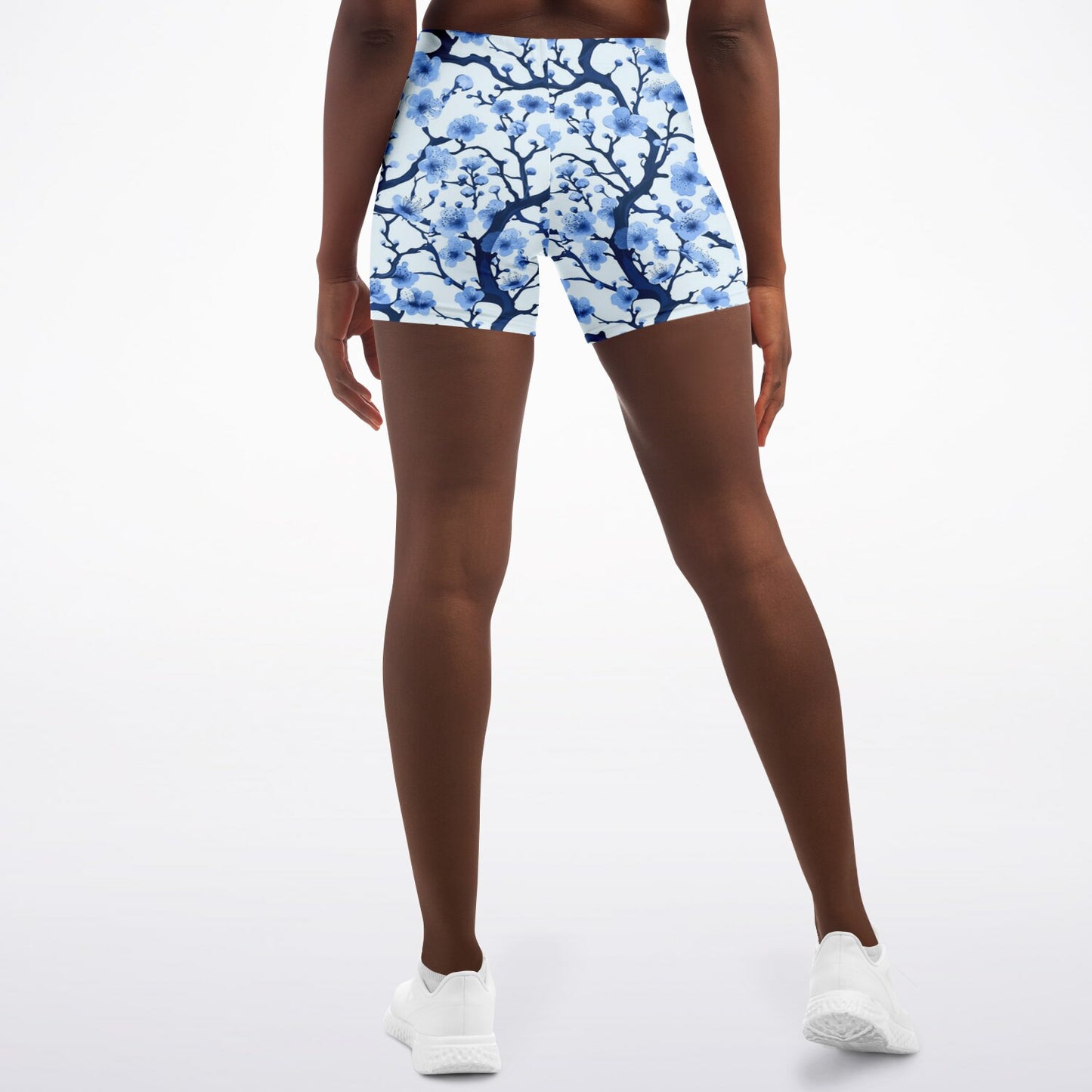 White with blue poplar tree Legging Shorts - AOP