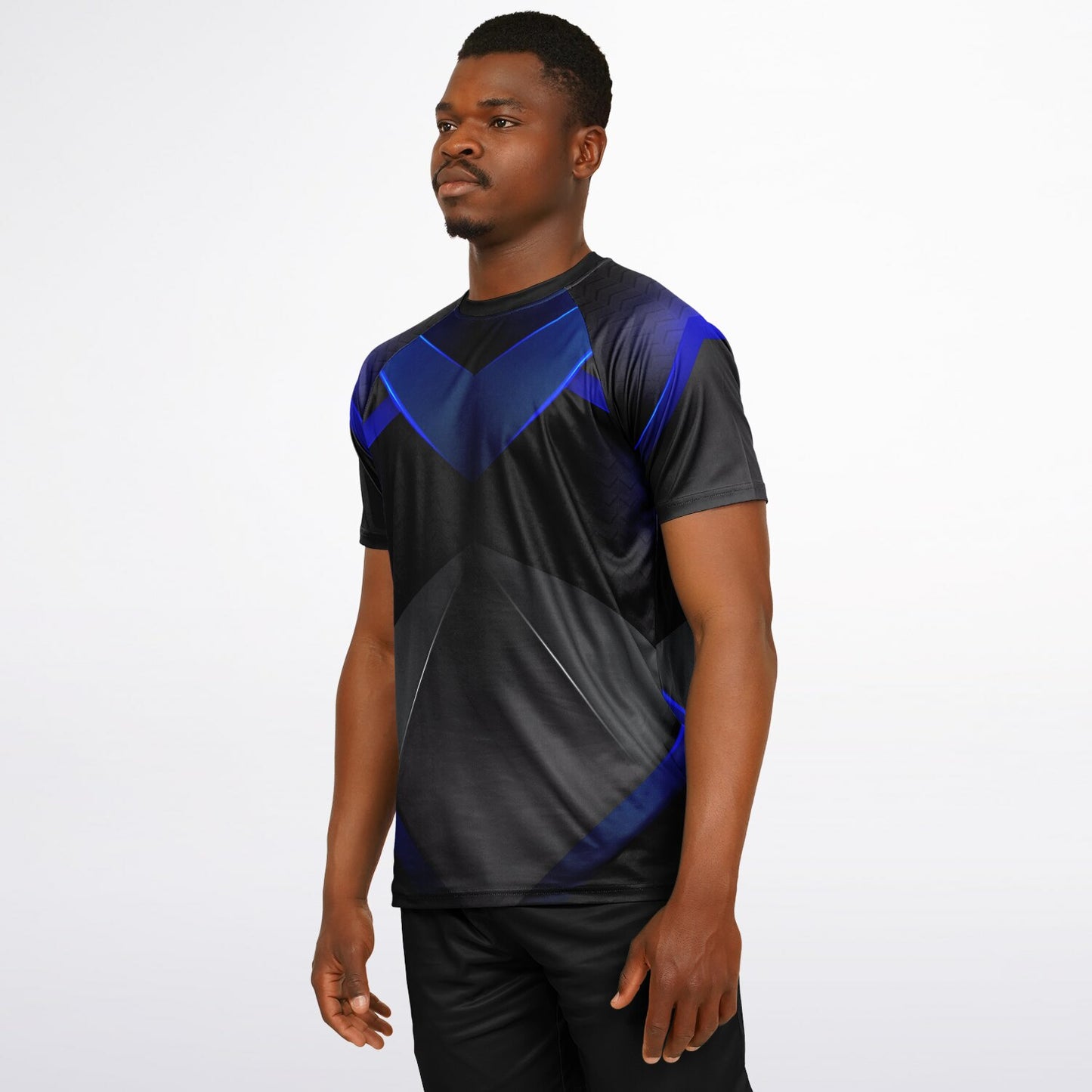 Black and Gray with Blue Men's Active Wear Jersey