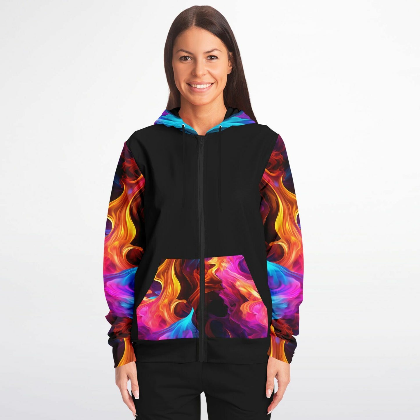 Fire and Ice Zip-Up Hoodie - AOP