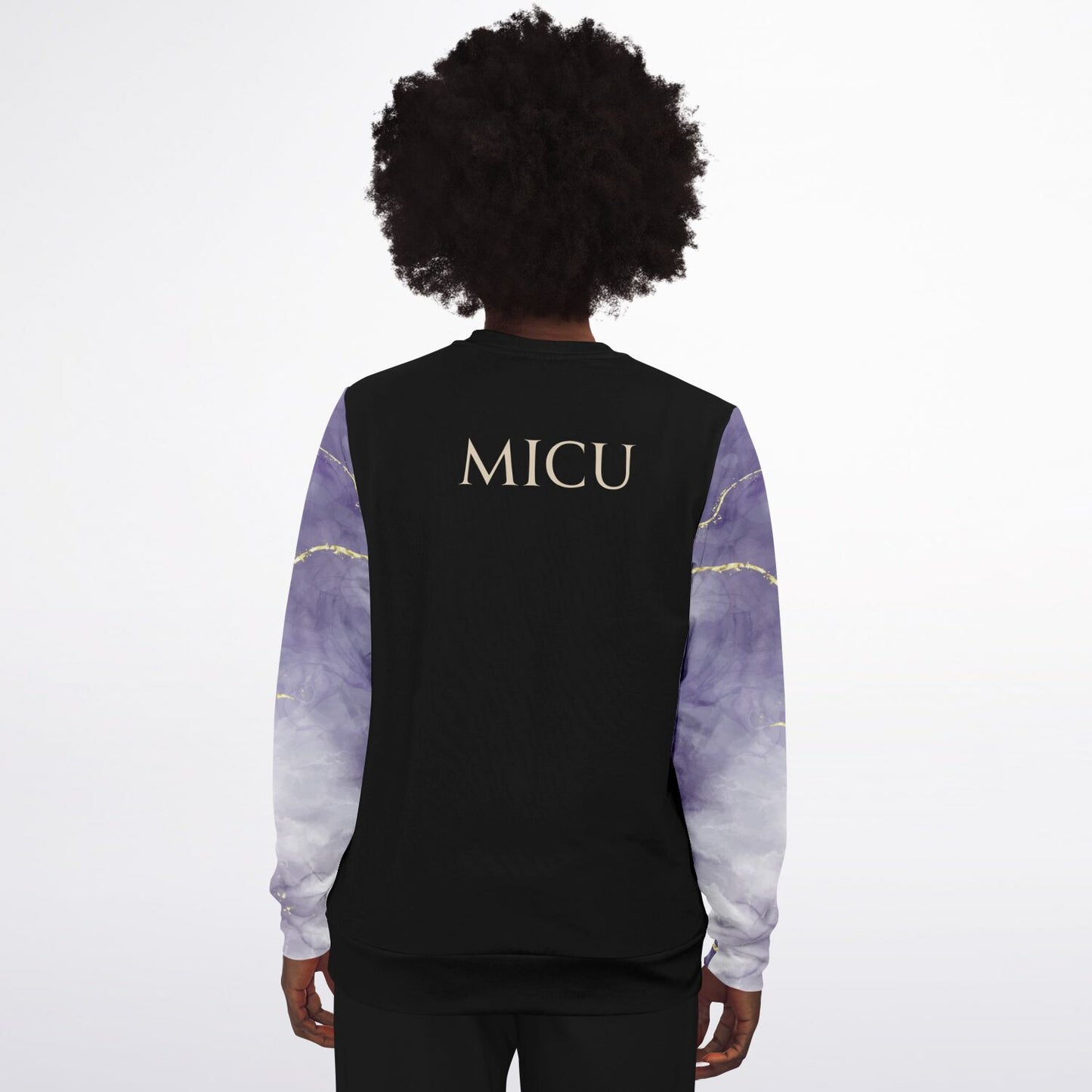 MICU RN Crew Sweatshirt - Black, Dark Purple with gold- Gold text