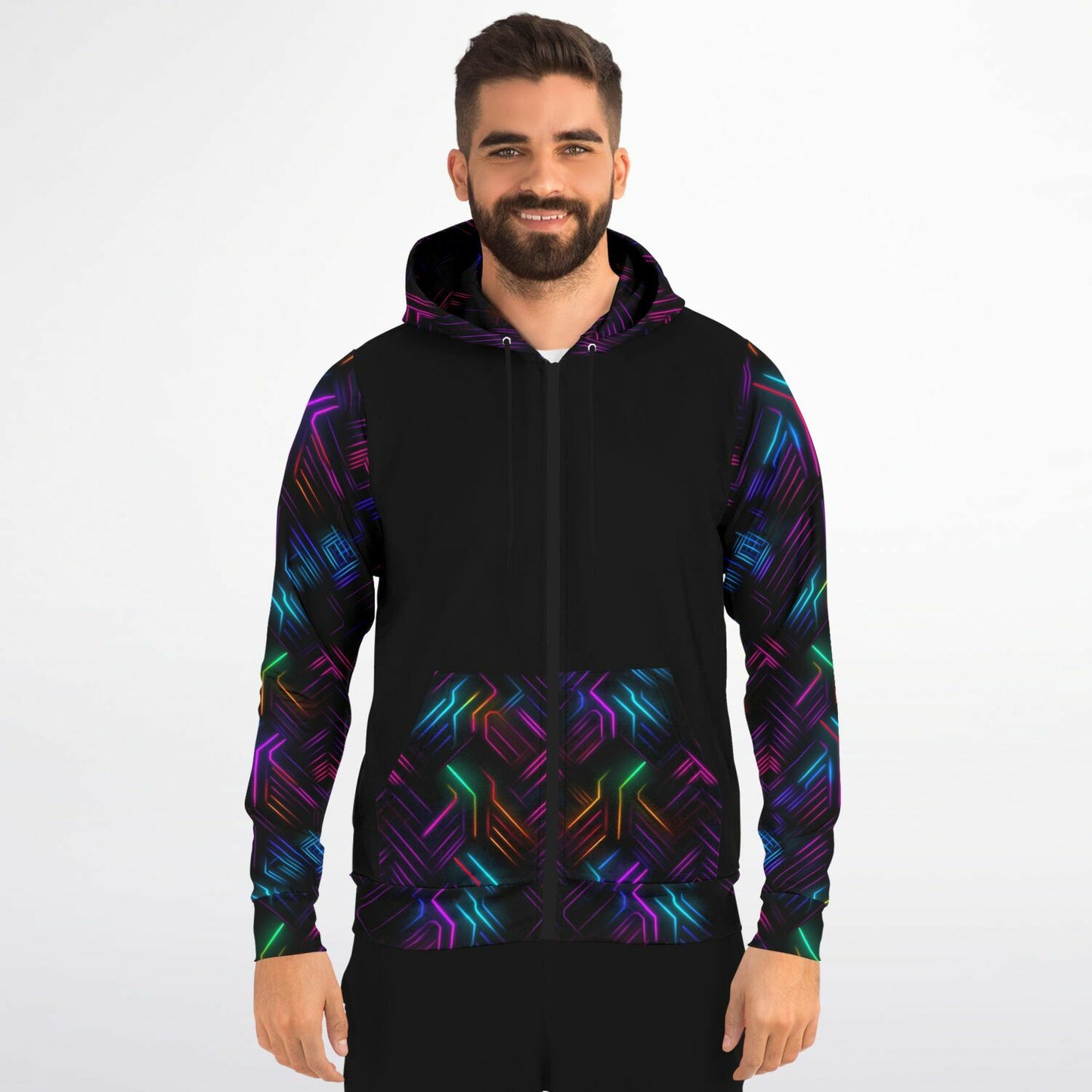 Neon Lights Zip-Up Hoodie - AOP D3
