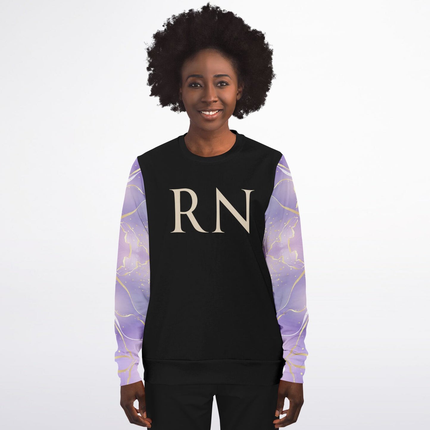 RN Crew Sweatshirt - Black, Purple with gold- Gold text