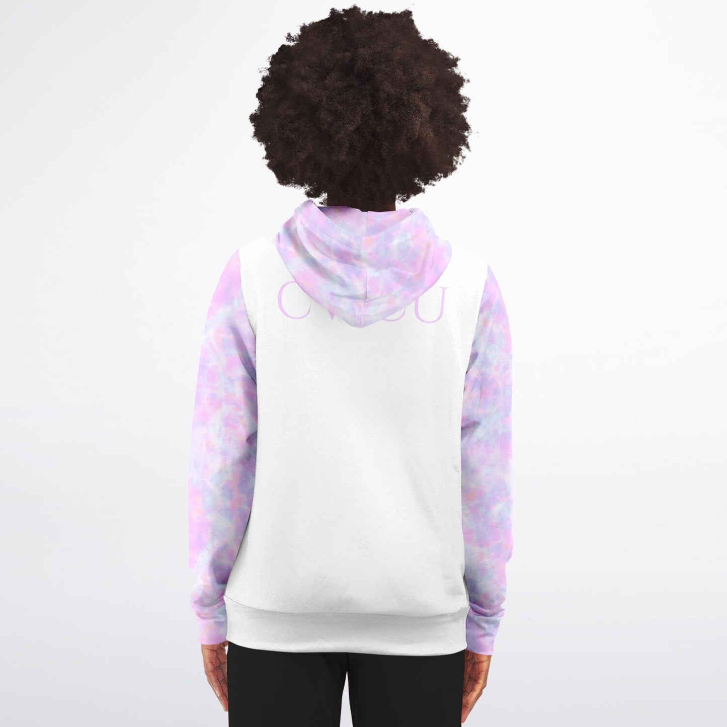 CVICU, RN, Nurse Fashion Zip-Up Hoodie - White, purple and light blue sleeves