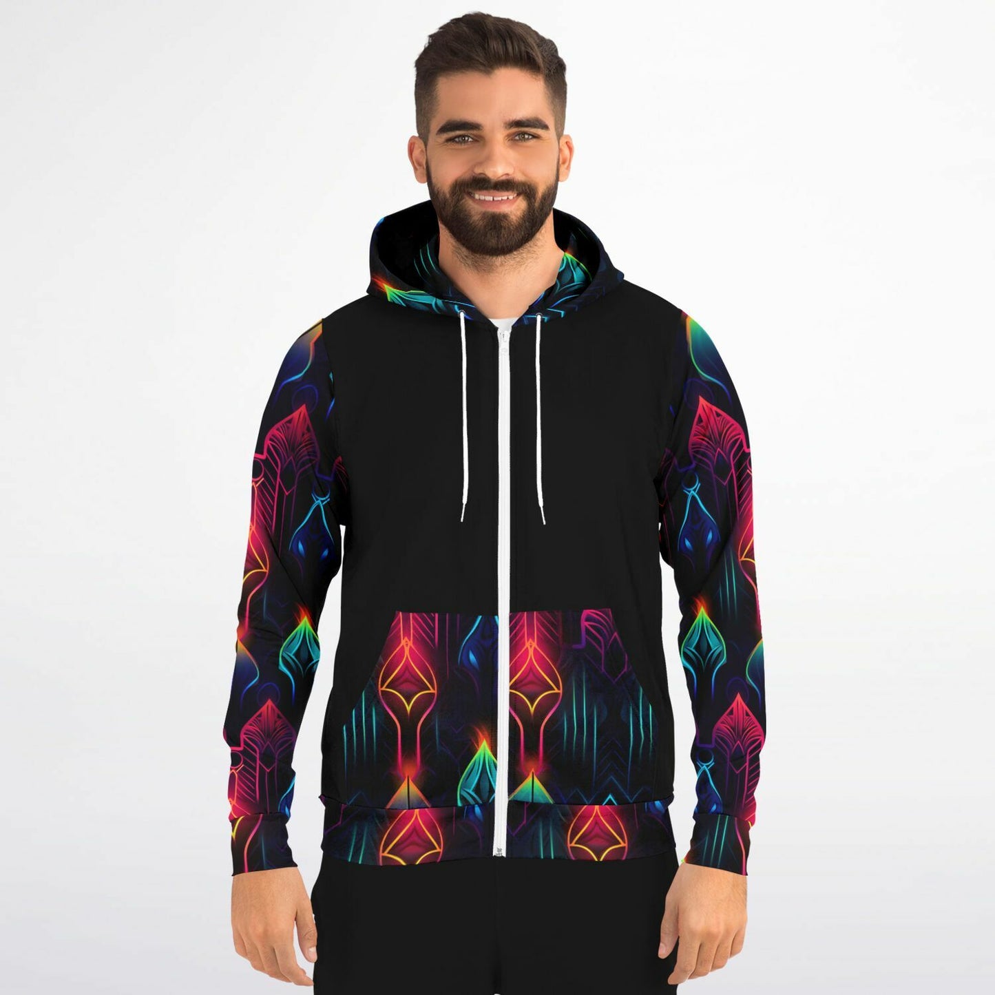 Neon Lights Zip-Up Hoodie - AOP D2