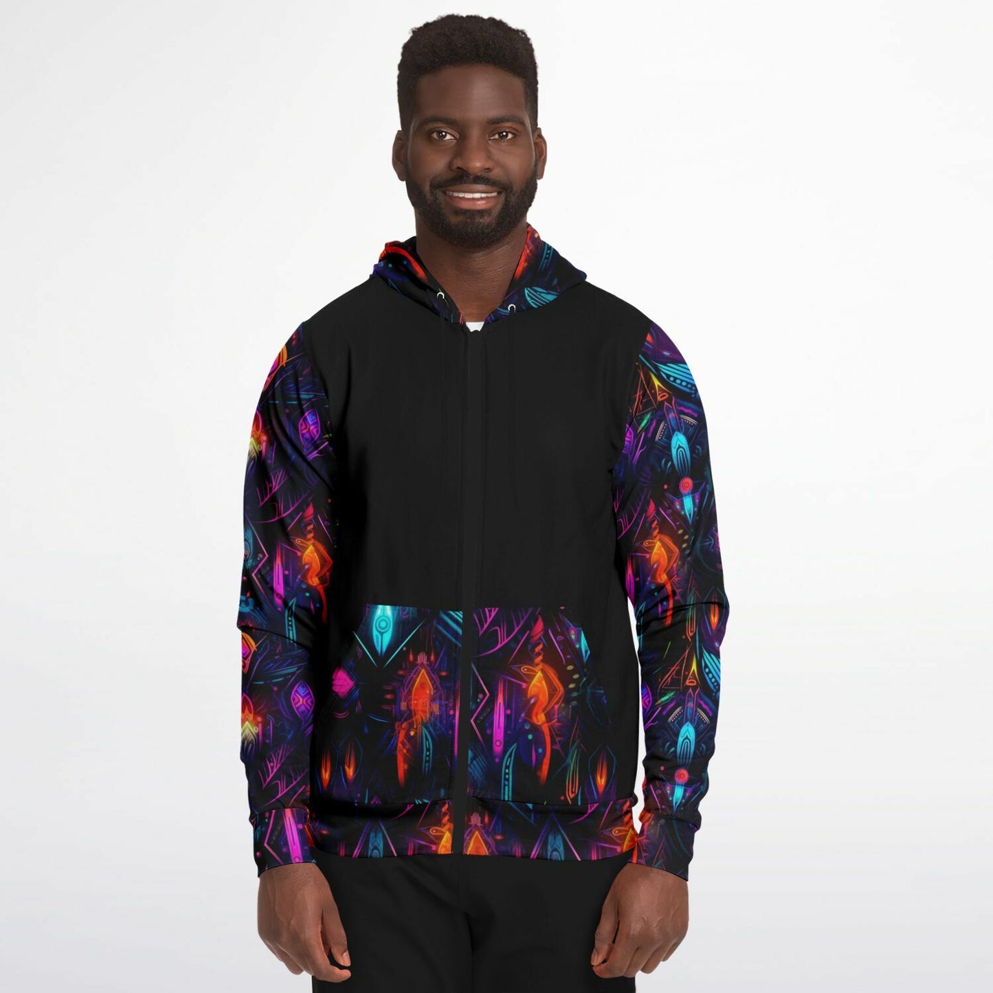 Neon Lights Zip-Up Hoodie - AOP D4