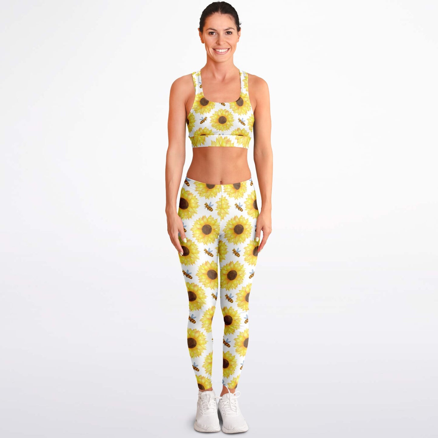 Bee's and Sunflowers Padded Sports Bra & Leggings - AOP
