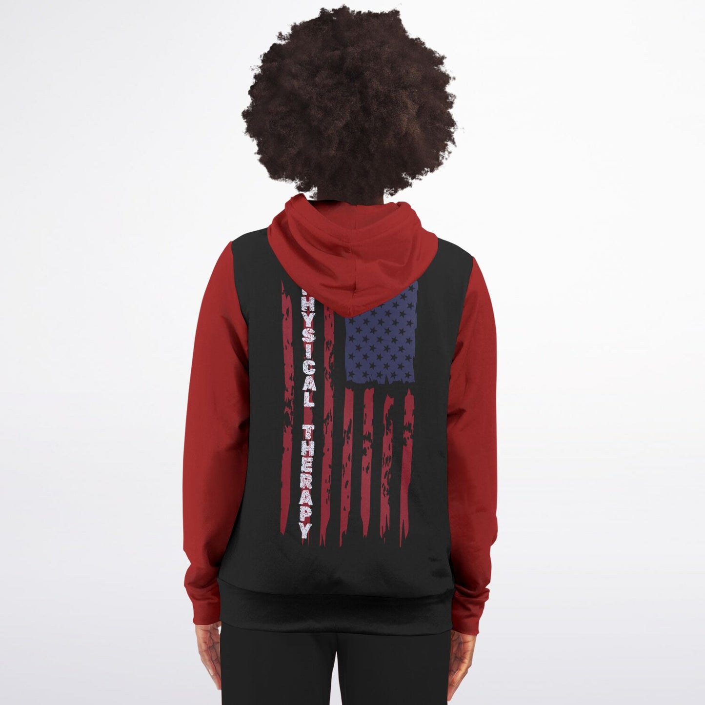 Physical Therapy US flag with Red sleeves Fashion Zip-Up Hoodie -