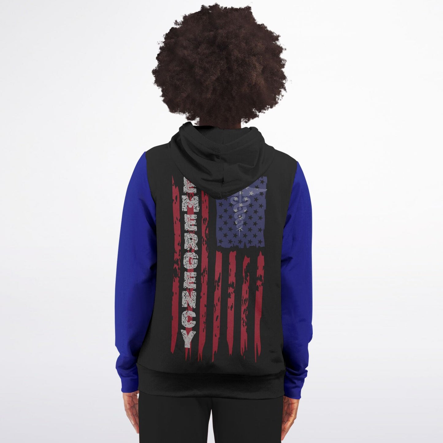 Emergency RN, US Flag, Fashion Zip-Up Hoodie