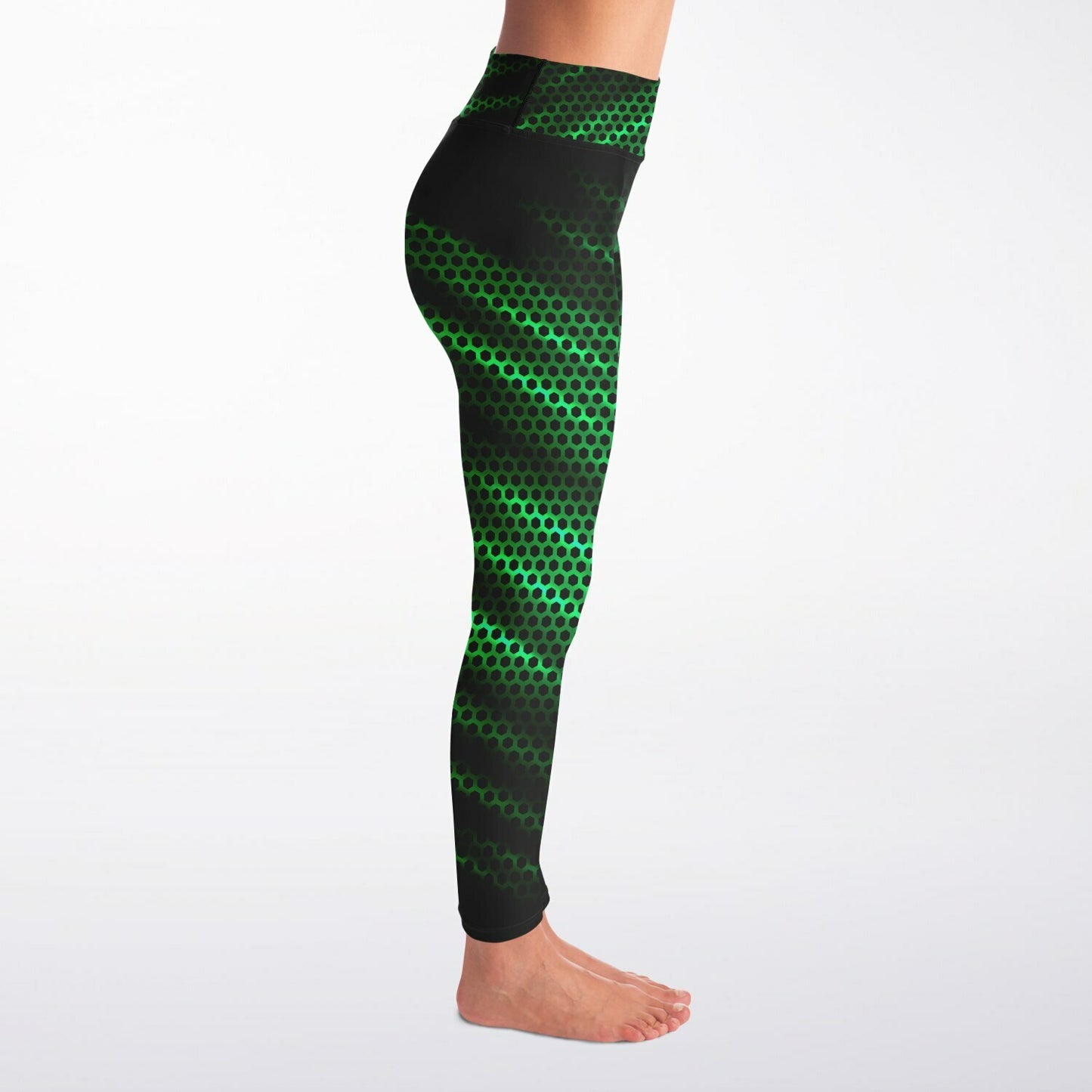 Black Carbon with Green Yoga Leggings