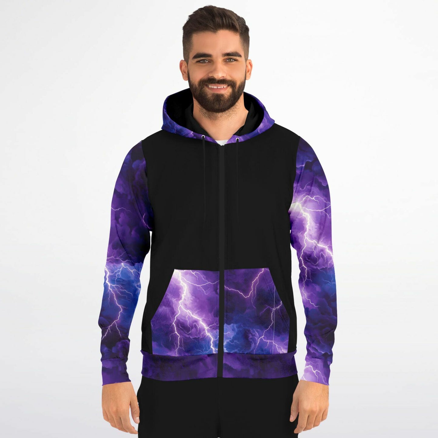 Purple Lightening Fashion Zip-Up Hoodie -
