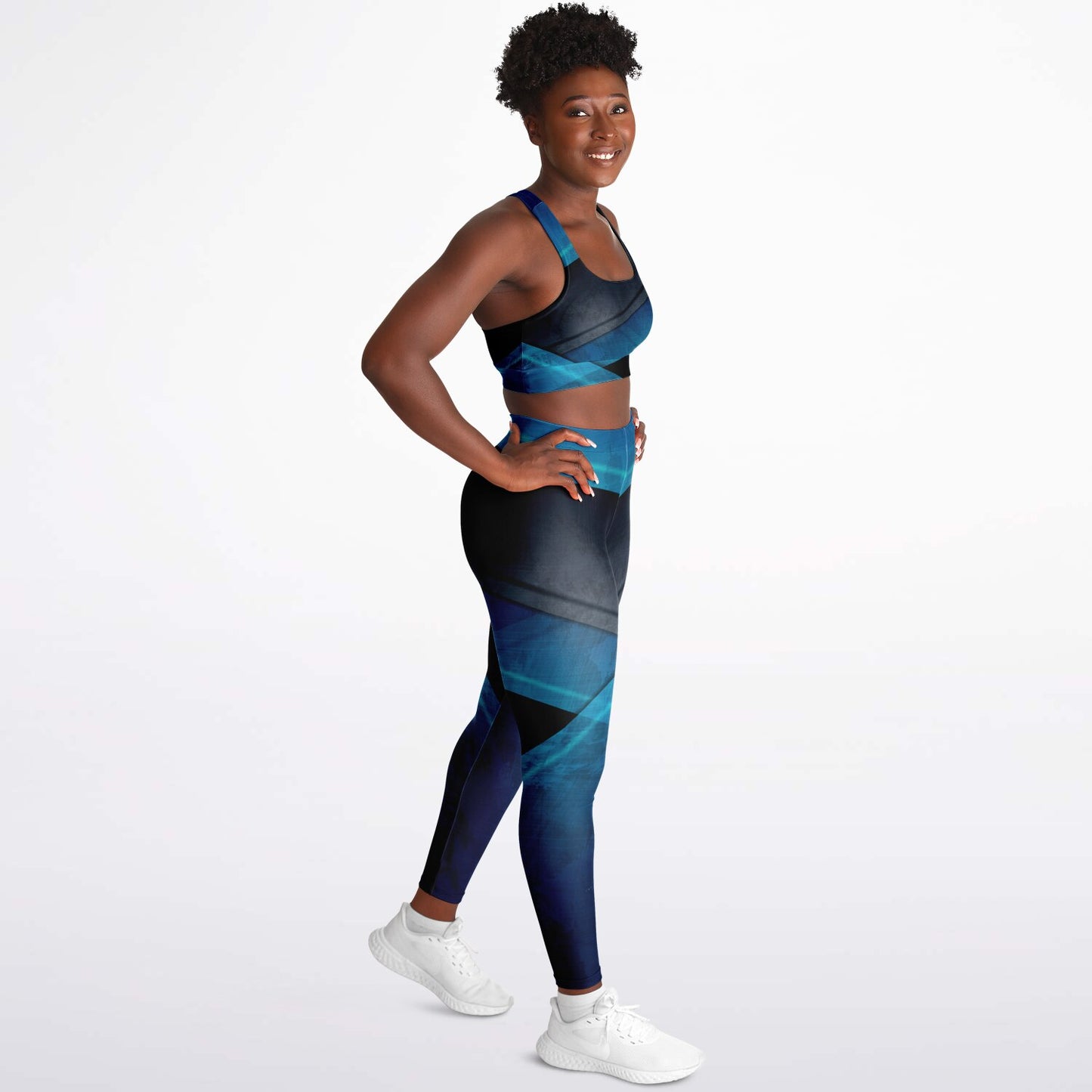 Black and turquois Padded Sports Bra & Leggings -