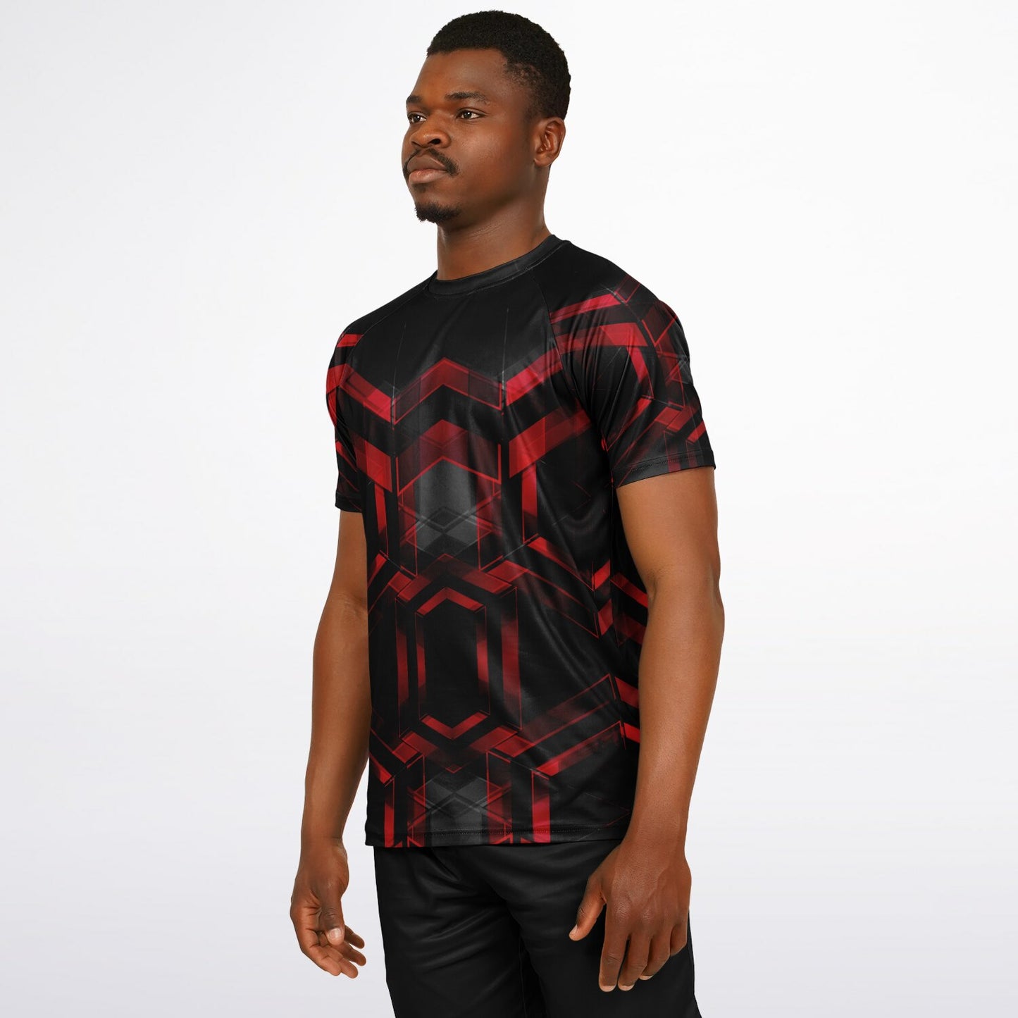 Black with Red pattern Men's Active Wear Jersey