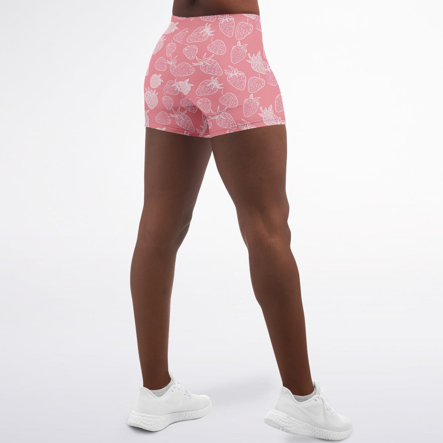 pink Strawberry Legging Shorts - AOP