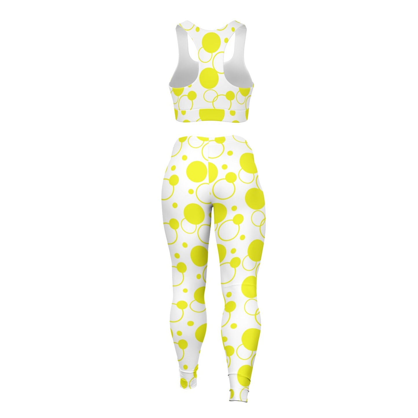 Yellow polka dots Padded Sports Bra & Leggings - AOP D1