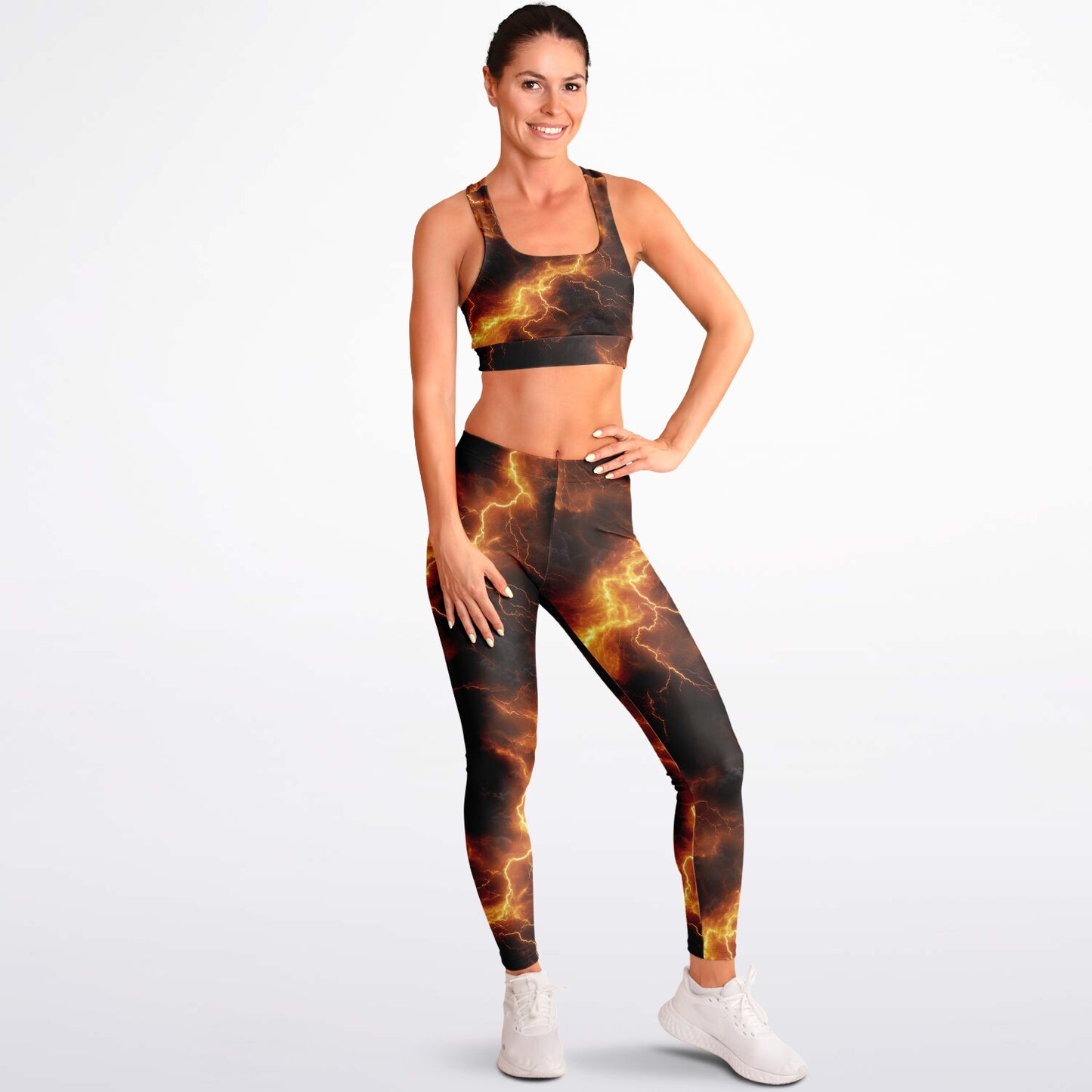 Yellow Lightning Padded Sports Bra & Leggings -