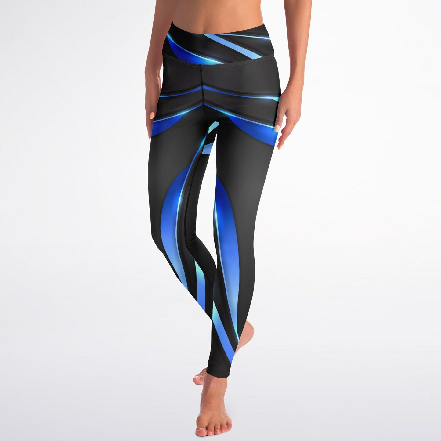 Black with Blue Yoga Leggings