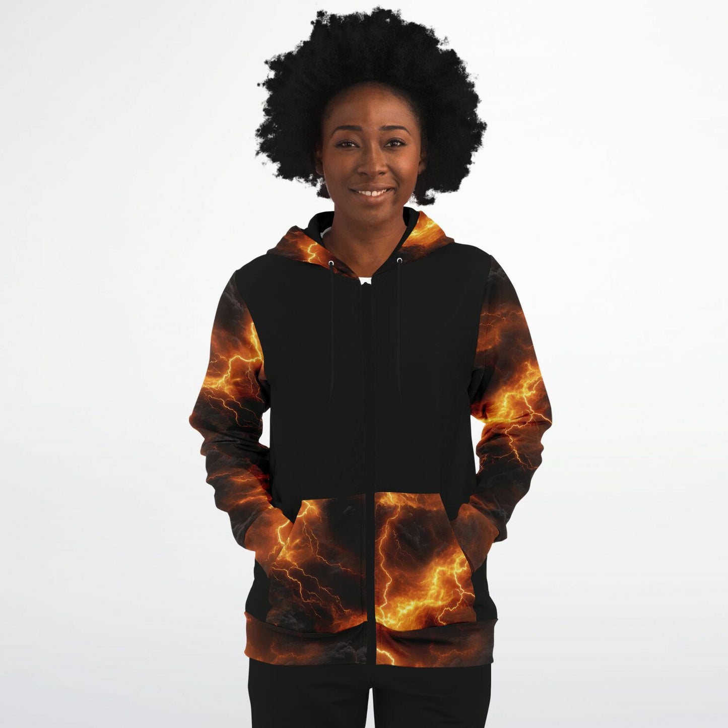 Yellow Lightning Fashion Zip-Up Hoodie -