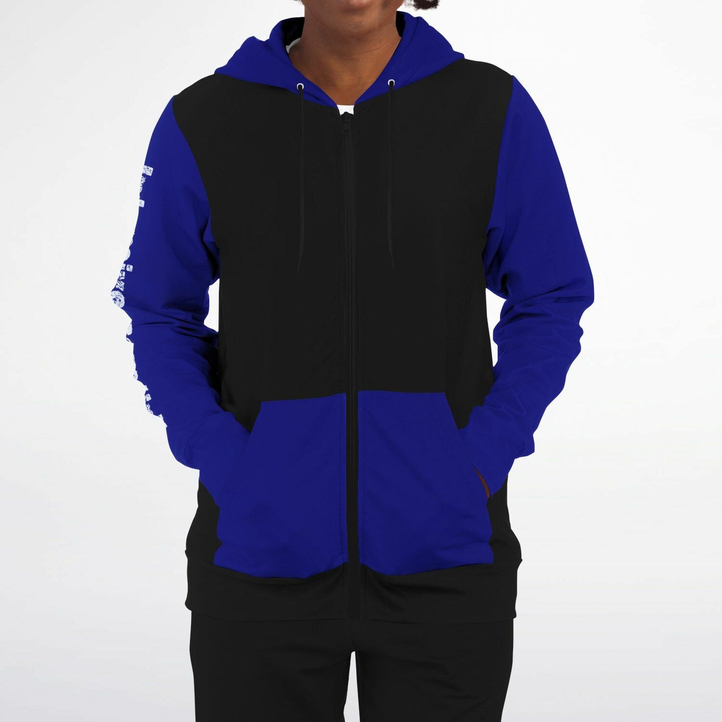 ICU Nurse Flag with Blue sleeves Fashion Zip-Up Hoodie -