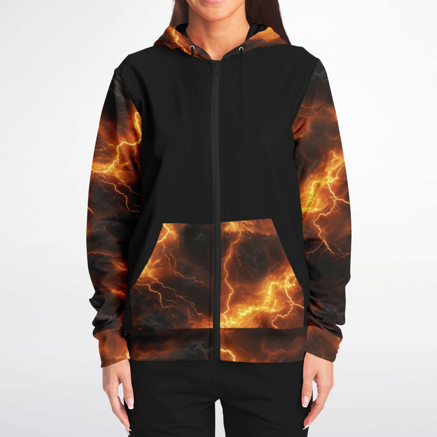 Yellow Lightning Fashion Zip-Up Hoodie -
