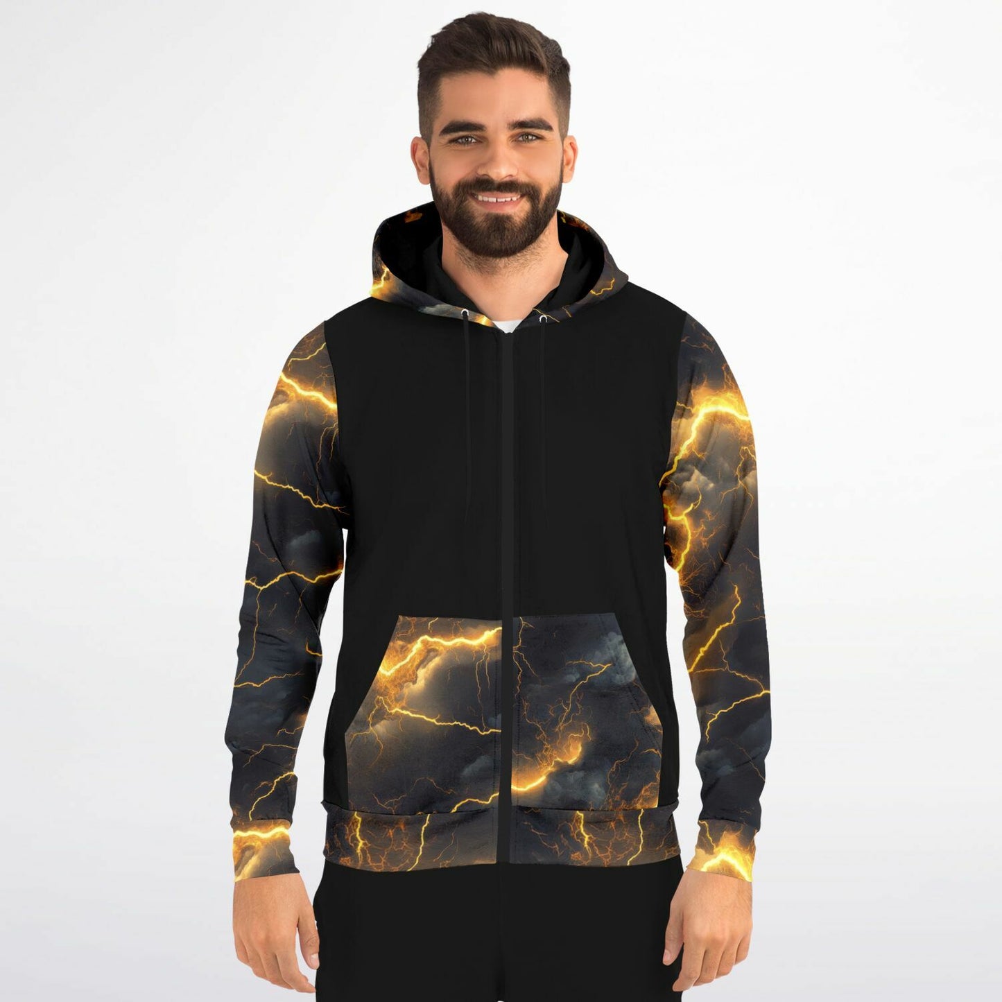 Gold Lightning Fashion Zip-Up Hoodie -