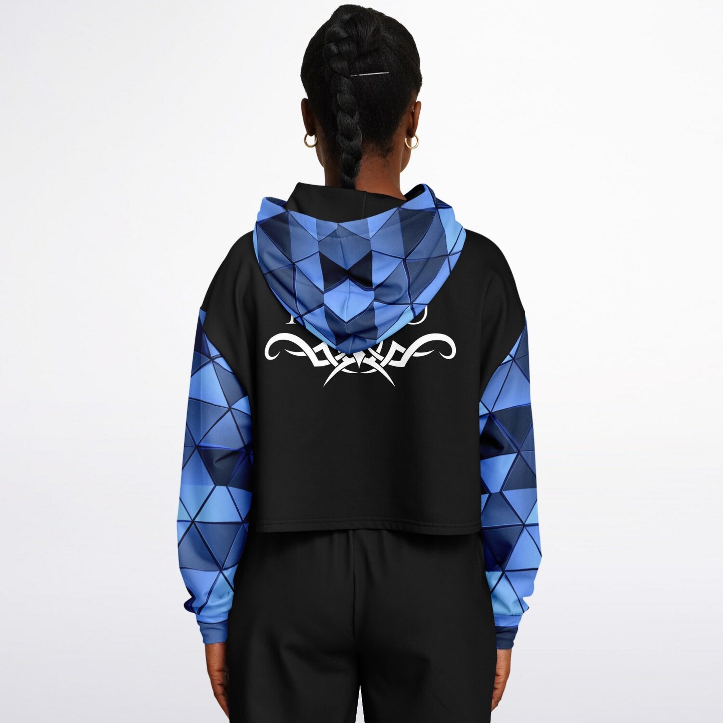 MICU, RN, Blue diamond Fashion Crop Hoodie - AOP