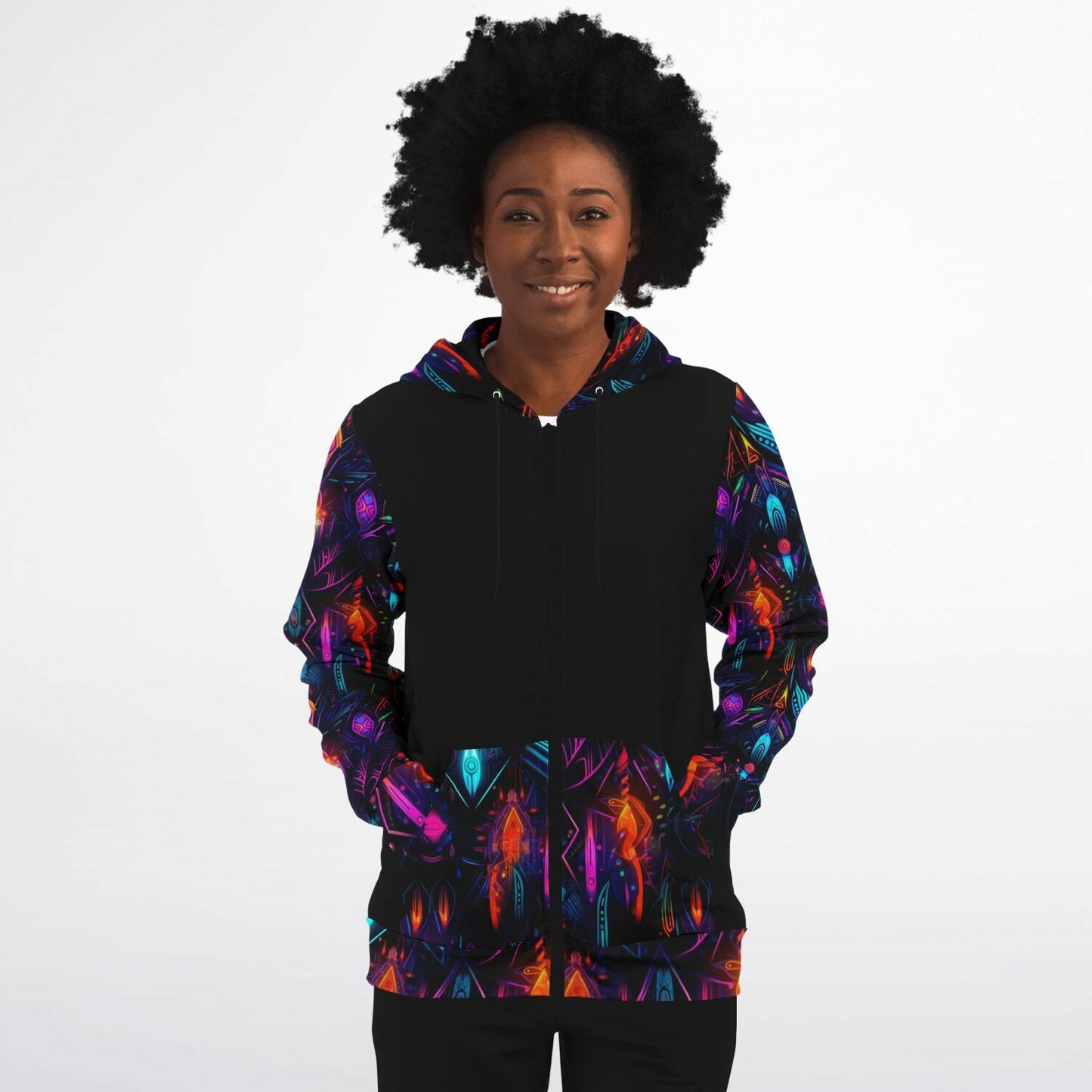 Neon Lights Zip-Up Hoodie - AOP D4