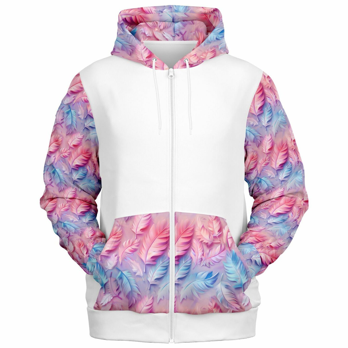 Pink and blue feathers Zip-Up Hoodie - AOP