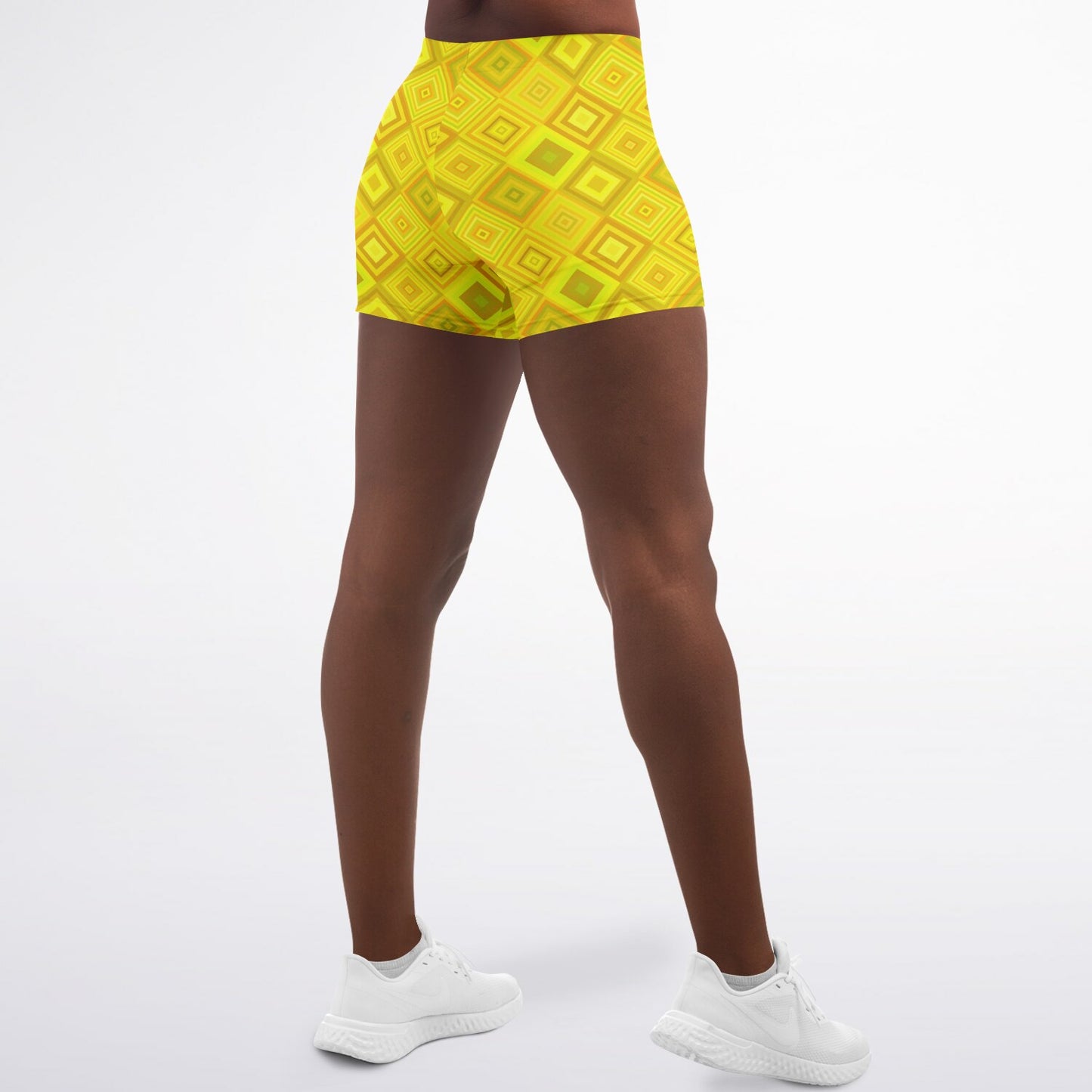 Yellow Diamond Legging Shorts - AOP